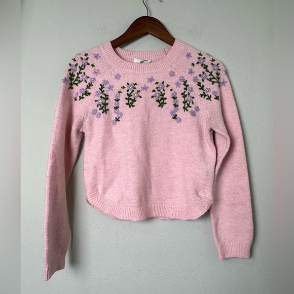 Tuckernuck HYACINTH HOUSE Pink Floral Embroidered Lilah Sweater Size Small - Picture 5 of 14
